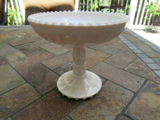 Vintage Pink Milk Glass Compote Candy Dish
