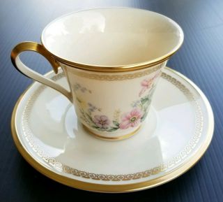 LENOX FLOWER SONG Tea Cup & Saucer Set Coffee Teacup Vintage 2