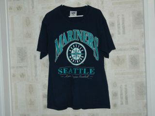 Mens Vintage 1997 Lee Sport Nutmeg Seattle Mariners Blue T - Shirt Size Large