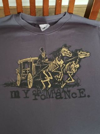 Vintage My Chemical Romance Shirt Youth Large Skeleton Horse & Carriage Hearse
