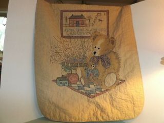 Vintage Cross Stitched Baby Quilt 30 " X 40 "
