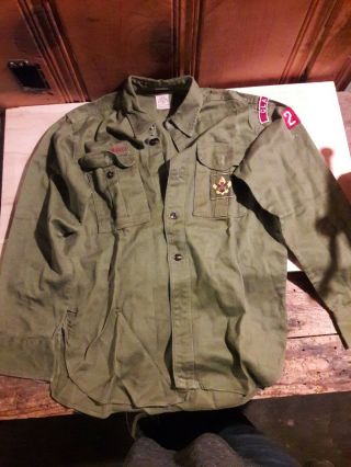 Official Bsa Boy Scout Vintage Uniform Shirt Adult Small Class A Long Sleeve