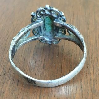 Delicate Vintage Sterling Silver and Malachite Ring size 8.  25 4