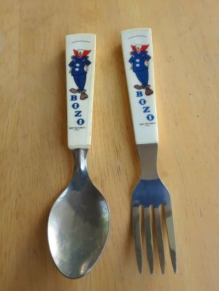 Vintage Bozo The Clown Childrens Kids Spoon Fork Set Silverware