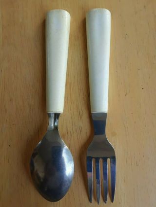 Vintage Bozo The Clown Childrens Kids Spoon Fork Set Silverware 2