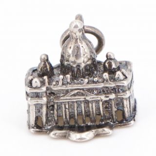 Vtg Sterling Silver - Washington D.  C.  White House Bracelet Charm - 3.  5g