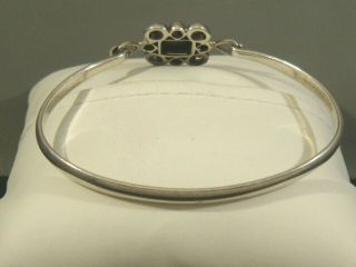 Vintage SOUTHWEST Style STERLING SILVER & Multi - Stone Hinge BANGLE Bracelet 3