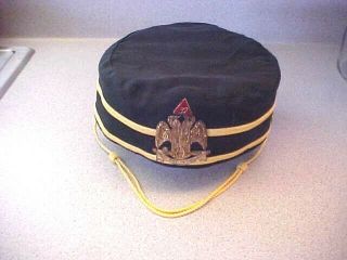 Vtg.  Masonic Scottish Rite 32nd Degree Badge Emblem Spes Mea In Deo Est Hat