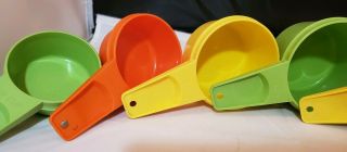 Vintage Retro Multi Colored Orange,  Green,  Yellow Tupperware 6 Measuring Cups 4
