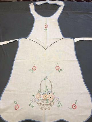 Vintage Bib Apron Full Size Hand Embroidered