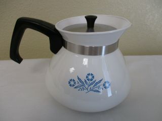 Vintage Corning Ware BLUE CORNFLOWER 6 Cup Coffee/Teapot P - 104 - Stainless Lid 2