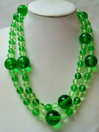 Stunning Vintage Estate Chunky Green Bead 42 " Necklace 2312o