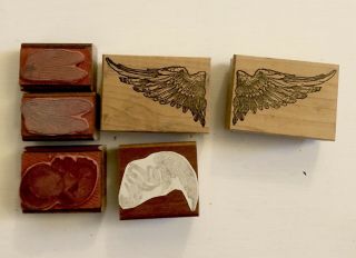 Vintage Rubber Stamps,  Paired Wings,  Cracked Egg,  Leavenworth - Jackson,  Our Lady