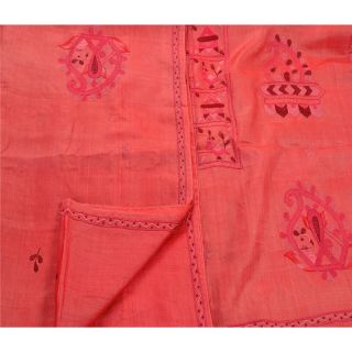 Tcw Vintage Saree 100 Pure Silk Embroidered Pink Craft 5 Yd Fabric Sari 2