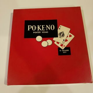Vintage Po - Ke - No Pokeno Poker Keno 12 Board Set Game