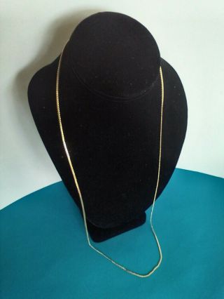 Vintage Signed Monet Gold Tone Herringbone Chain Necklace 14 "