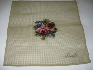 2 Vintage Bucilla Needlepoint Floral Canvas Preworked Roses 12 1/2 