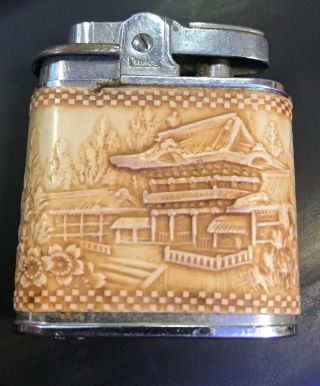 Vintage Prince Eddy Pocket Lighter With Celluloid Wrap Japan Pagoda Mt.  Fuji