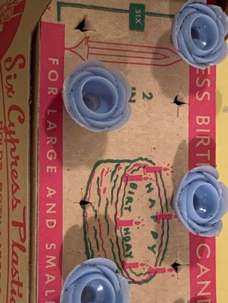 6 Vintage Flower Plastic Birthday Cake Candle Holders,  Cypress Box 3