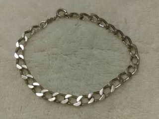 Vintage Sterling Silver 925 Italy Curb Link Chain Bracelet 7.  5 Inches Not Scrap