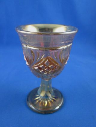 Vintage Marigold Carnival Glass Cordial Diamond And Sunburst