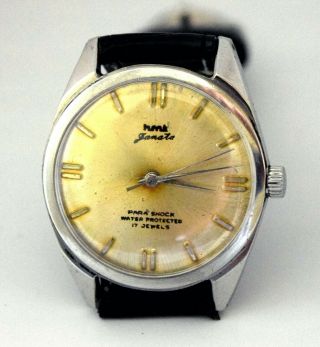 Vintage Hmt Janata 17 Jewel Gold Texture Hand Winding Phenomenal Wrist Watch