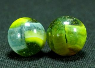 2 AWESOME Peltier RAINBO Vintage Marbles,  - Nm, .  64 