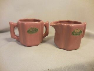 Vintage Rosemeade North Dakota Pottery Creamer & Sugar With Markings And Labels