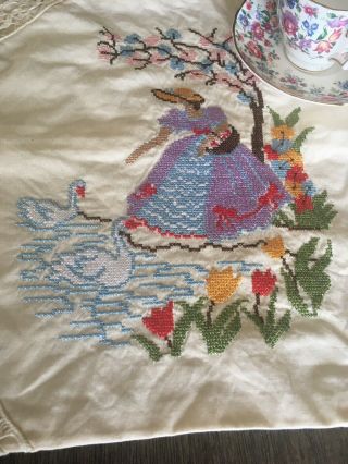 Vintage Handmade Cross Stitch Pillow Case
