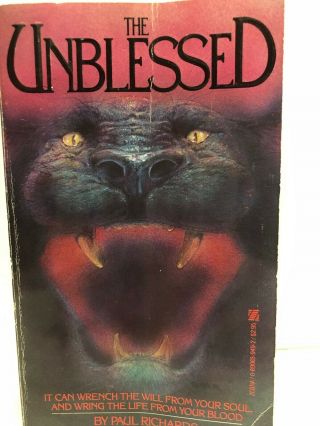 Vintage Horror Pb The Unblessed By Paul Richards 1982 Front Cover Has Bend.