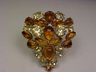 Vintage Juliana Goldtone & Rhinestone/art Glass Domed Brooch
