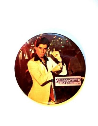 Vintage 1977 Saturday Night Fever Movie Promo Button - John Travolta Suit Pin