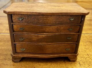 Dresser Cabinet Vintage Dollhouse Furniture 4 Drawer Miniature Stained Wood