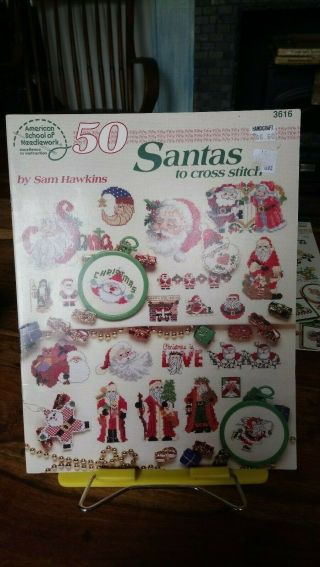 Vtg Cross Stitch Chart Only 50 Santas Christmas Sam Hawkins