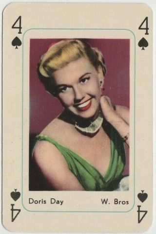 Doris Day Vintage 1950s Maple Leaf Playing Card Of Film Star E3