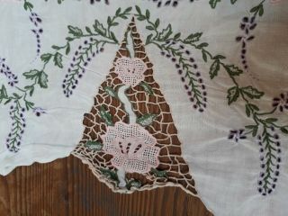 VINTAGE MADEIRA TABLECLOTH EMBROIDERED LINEN CUTWORK 40 