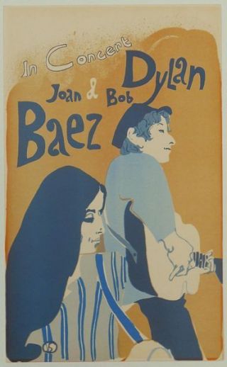 Vintage Bob Dylan Joan Baez Concert Poster A3 Print