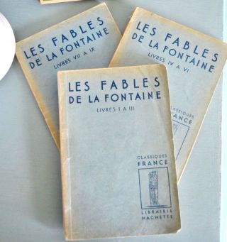 3 Vintage French Books Fables De La Fontaine Livres I à Ix Hachette France 1955