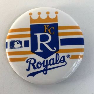 Vintage Mlb Kansas City Royals Mlb Baseball Pin Back Button 3” (d9)