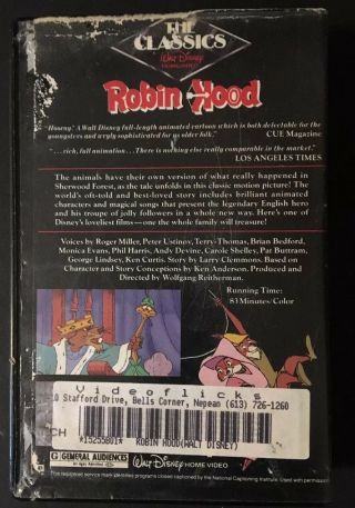 Vintage 1980’s DISNEY Robin Hood Betamax Cassette Movie Beta Video RARE 2