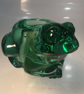 Vintage Indiana Green Glass Frog Votive Tea Light Holder