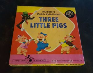Vintage Three Little Pigs Walt Disney Color Silent 8 Box 8mm