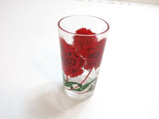 Vintage Boscul Carnation Peanut Butter Glass Bottom Name 5 " Tumbler Red Flower