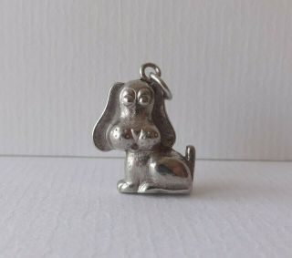 07 Vintage Silver Charm Dog With Long Ears