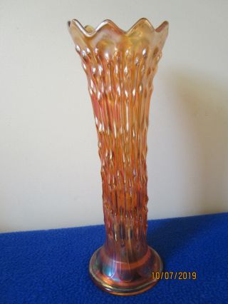 Vintage Fenton Marigold Carnival Glass “april Shower” 10 ½” Swung Vase