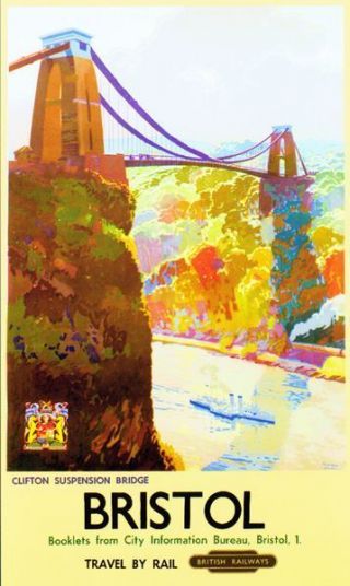 Vintage British Railways Bristol Clifton Bridge Railway Poster A3/a2/a1 Print