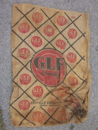 Vintage Glf Quality Burlap Feed Bag Sack Checker Board Print Buffalo,  Ny