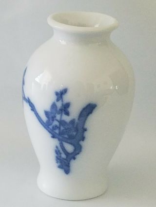 Vintage Chinese White Porcelain Miniature Vase Cobalt Blue Cherry Blossom Branch 2