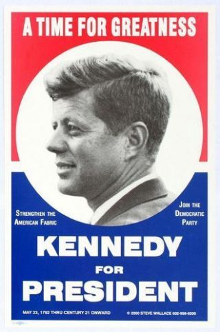 Vintage John F Kennedy Presidential Election Poster Print A3/a4