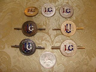 Vintage Antique Circa 1930s Lug Handicap Ladies Golf Union Enamel Badges Pins
